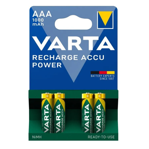 Аккумуляторная батарейка ААА VARTA Rechargeable R2U R03/ AAA PRO 1000 mAh (5703) 4BL, 4 шт, мизинчиковая