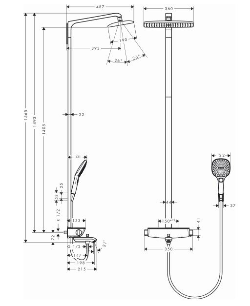 Душевая система Hansgrohe Raindance Select Showerpipe 27113400 - фотография № 8