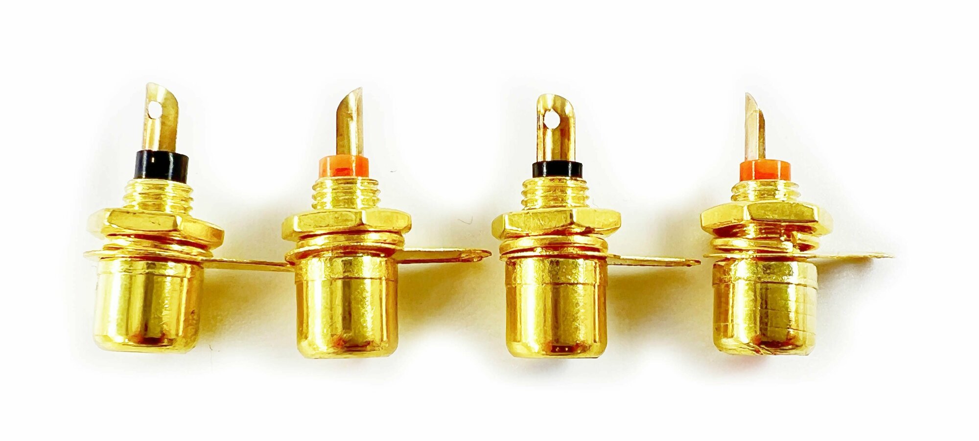 Разъем RCA гнездо металл позолоченный на корпус (4 штуки) — фото 1