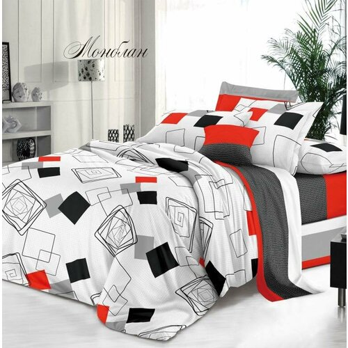 Постельное белье 2 сп с евро, поплин, рис. Монблан (П3)