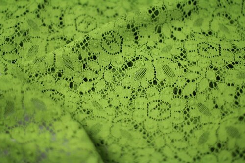 Ткань зеленое хлопковое кружево