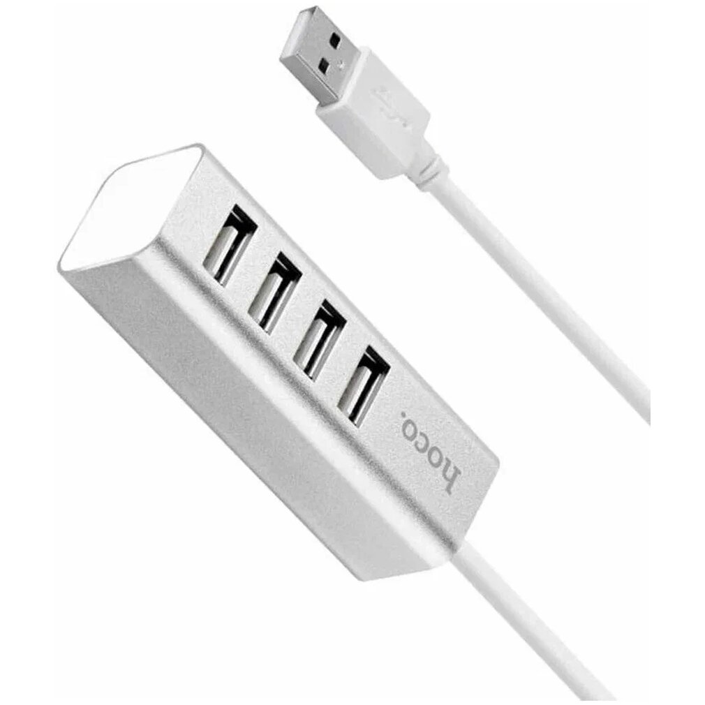 Разветвитель USB 2.0 Hoco HB1 4 порта 6957531038146, серебристый