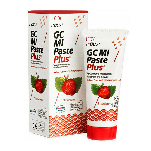 Крем с фтором GC MI Paste Plus для реминерализации и снижения чувствительности со вкусом клубники, 40 г