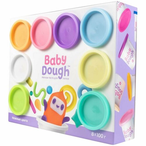 Тесто для лепки BabyDough, набор 8 цветов, пастельные, в к 27,5x22x6 см