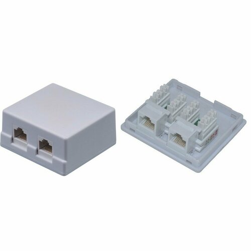 Neomax Внешняя сетевая розетка NM-SMB-KJ45-U5E-2PD-102-WH Cat.5E, UTP, 2 порта, цвет белый