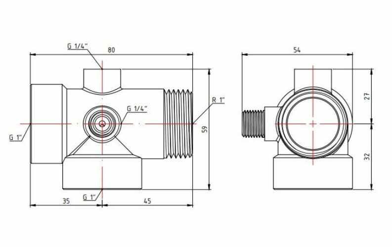 Пятиходовое соединение для насоса, 1"х80 мм VALTEC — фото 4