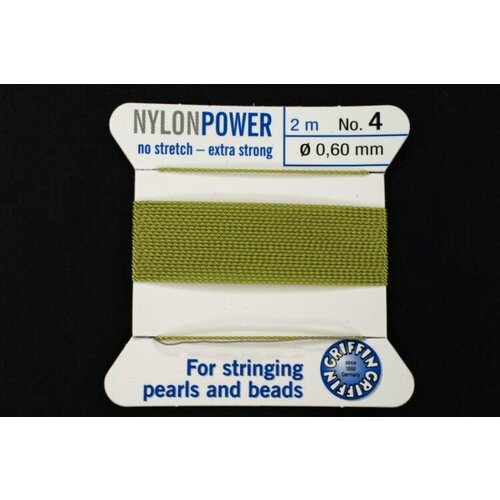 Нить для жемчуга и бисера Griffin с иглой диаметр 06мм длина 2м цвет салатовый 1030-168 1шт 328₽