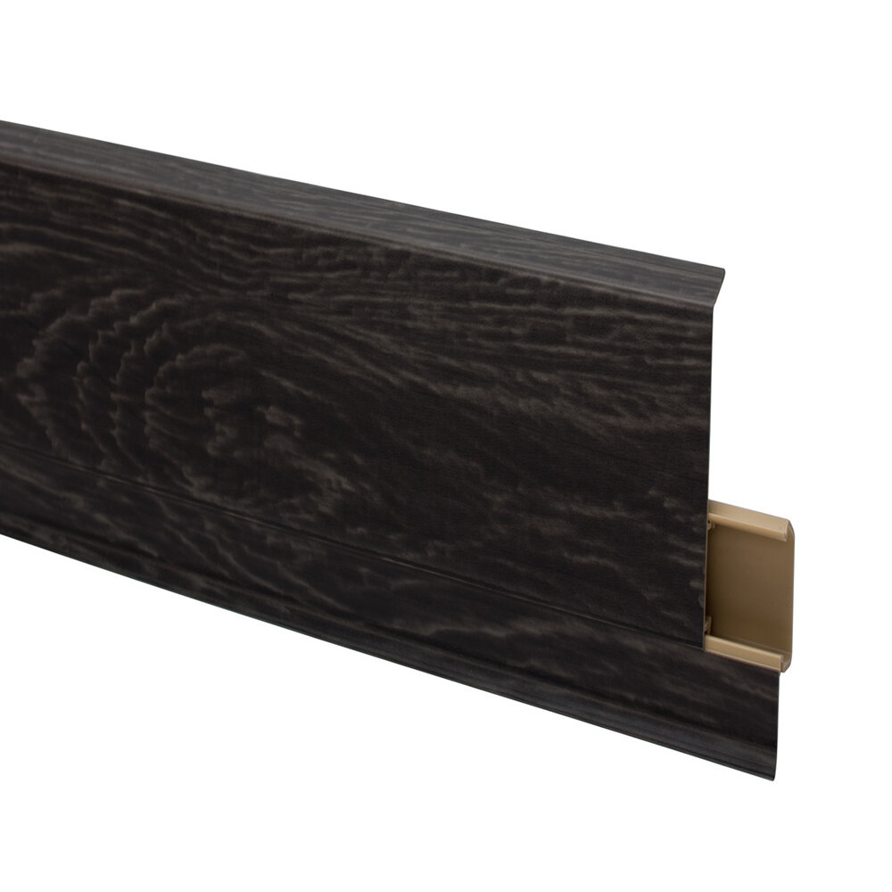 фото Плинтус ПВХ напольный Salag NG 62 мм дуб паленый 2500 мм со съемной панелью Г-профиль