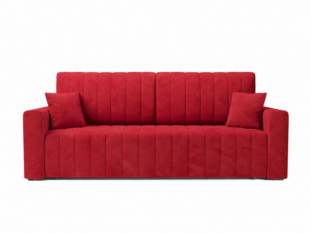 Прямой диван Лондон 2 Красный Микровельвет, механизм Еврокнижка