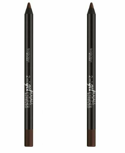 Карандаш для век гелевый 2 in 1, Deborah Milano, Gel Kajal & Eyeliner Pencil, тон 05 коричневый, 1.4 г, 2 шт