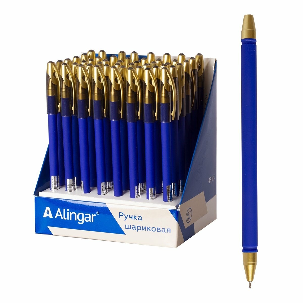 Alingar Ручка шариковая на масляной основе Alingar, 0,7 мм, синяя, игольчатый наконечник, круглый