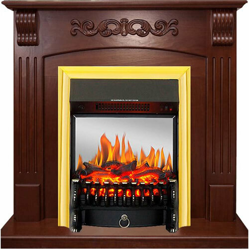 Каминокомплект Royal Flame Sorrento угловой - Орех с очагом Fobos FX M Brass