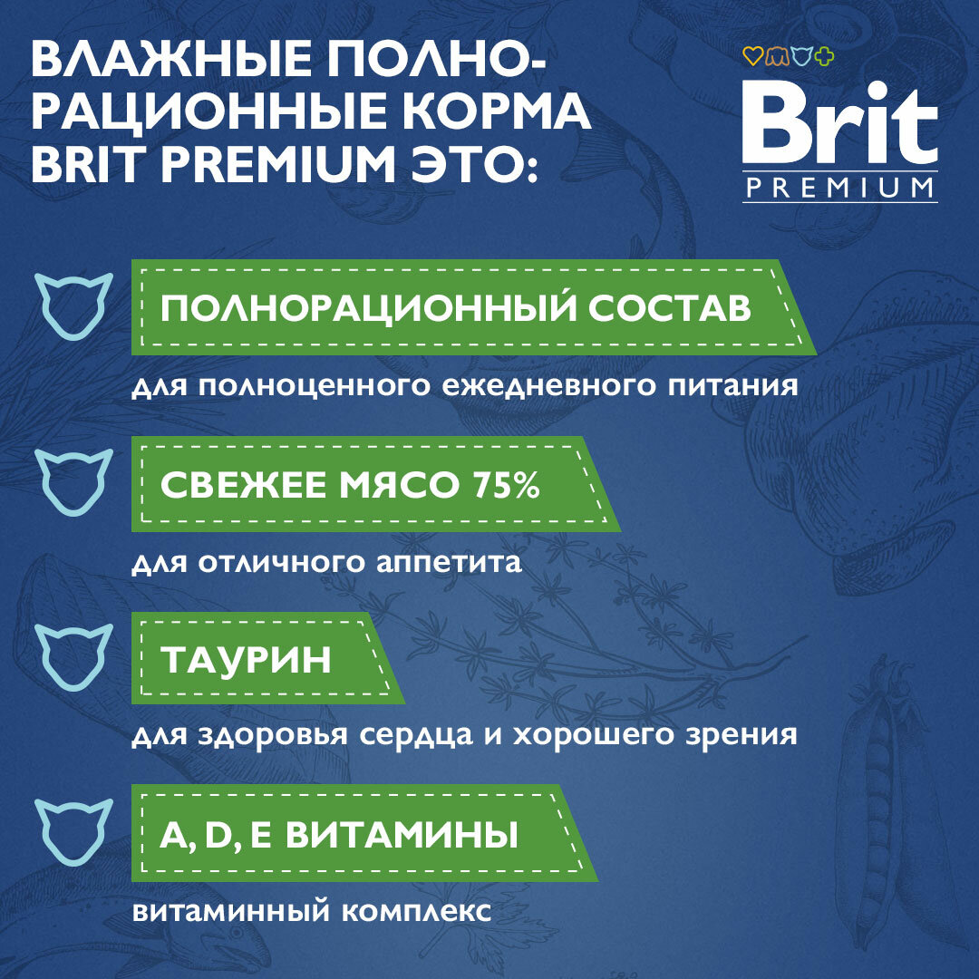 Влажный корм для кошек BRIT - фото №13