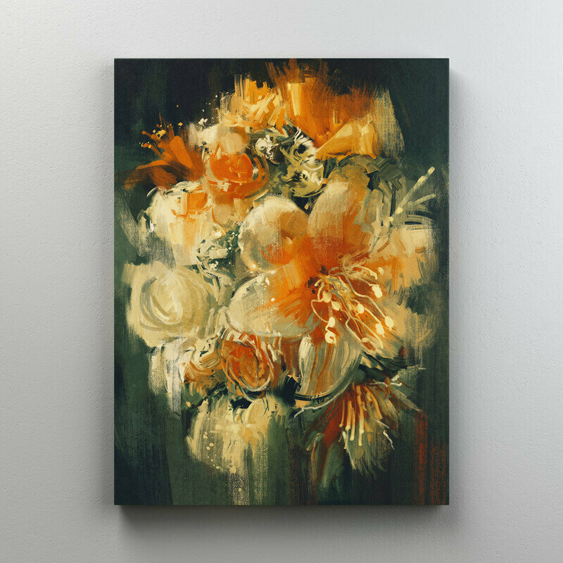 Интерьерная картина на холсте "Масляная живопись лилии" размер 22x30 см
