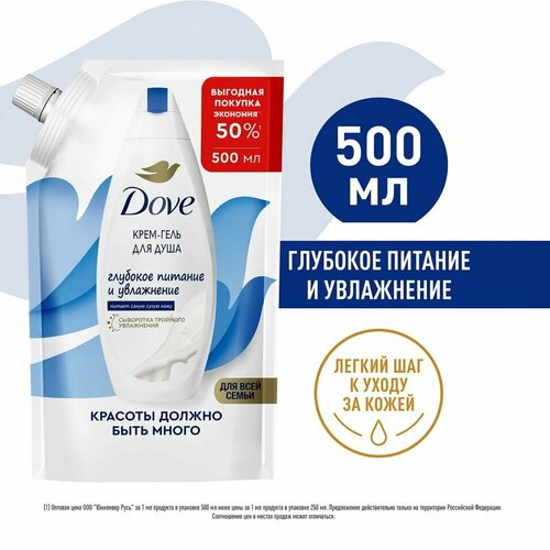 Крем-гель для душа Dove Глубокое питание и увлажнение для всей семьи 500мл х2шт