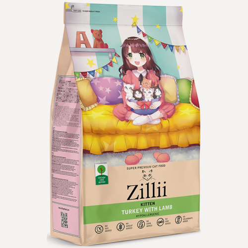 Изображение товара Корм сухой Zillii Kitten для котят Индейка с Ягнёнком, 2 кг
