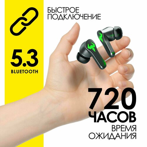 Наушники вкладыши беспроводные N35 игровые с подсветкой Hi-Fi звук с низкой задержкой 45мс HD микрофон 3D объемный звук с зарядным кейсом 999900₽
