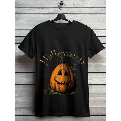 фото Футболка hypnotica футболка унисекс черная из хлопка с dtf принтом хеллоуин тыква (тим бертон, helloween, осень) - 8448, размер xs, черный