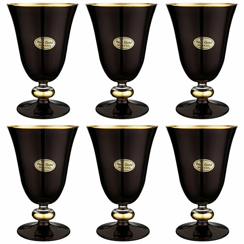 Набор бокалов для вина/воды из 6 штук 280мл black chic Art Decor (181637)