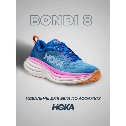 фото Кроссовки hoka, полнота b, размер us8.5b/uk7/eu40 2/3/jpn25.5, синий, розовый