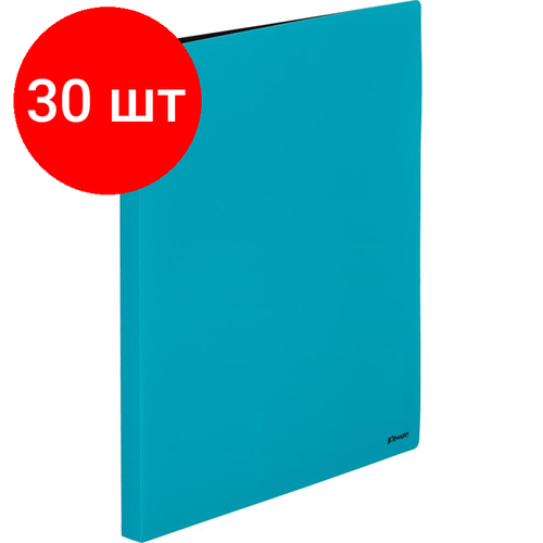 Комплект 30 штук, Папка файловая Комус 20 голубая, с карманом для CD/визитки