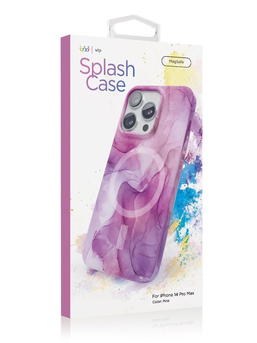 Чехол защитный VLP Splash case с MagSafe для iPhone 14 ProMax, розовый - фото №4