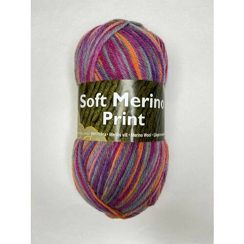 Пряжа для вязания шерсть Soft Merino Print, 100гр