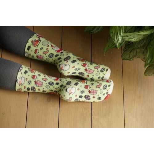 фото Носки шерстянки, размер 35/38, зеленый, белый, красный