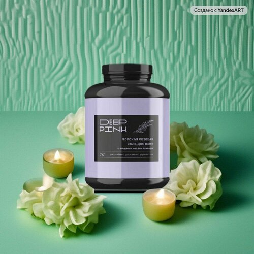 Deep Pink, Крымская морская розовая соль для ванн с эфирным маслом Лаванды / снятие стресса / расслабление / 7000 г.