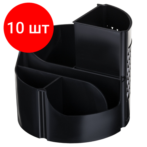 basic 5 Комплект 10 шт, Подставка-органайзер STAFF Basic, 120х120х110 мм, 5 отделений, черная, 237949, 77