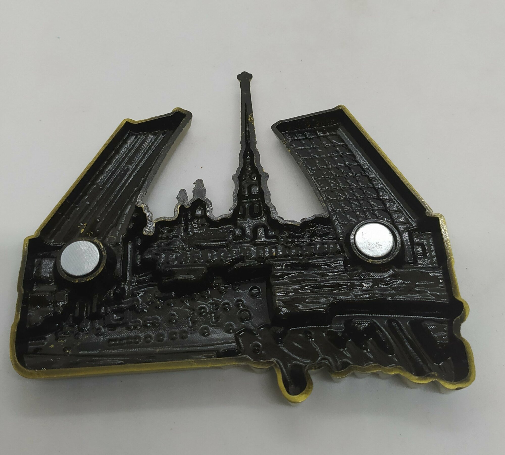 Магнит металл рельефный "питер, мосты ", бронза — фото 1