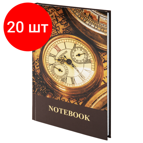 Комплект 20 шт, Блокнот А5 (135х206 мм), 96 л, твердый переплет, ламинированная обложка, клетка, BRAUBERG, Время, 123247