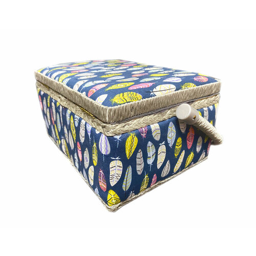 Шкатулка для рукоделия и шитья с органайзером, синяя 