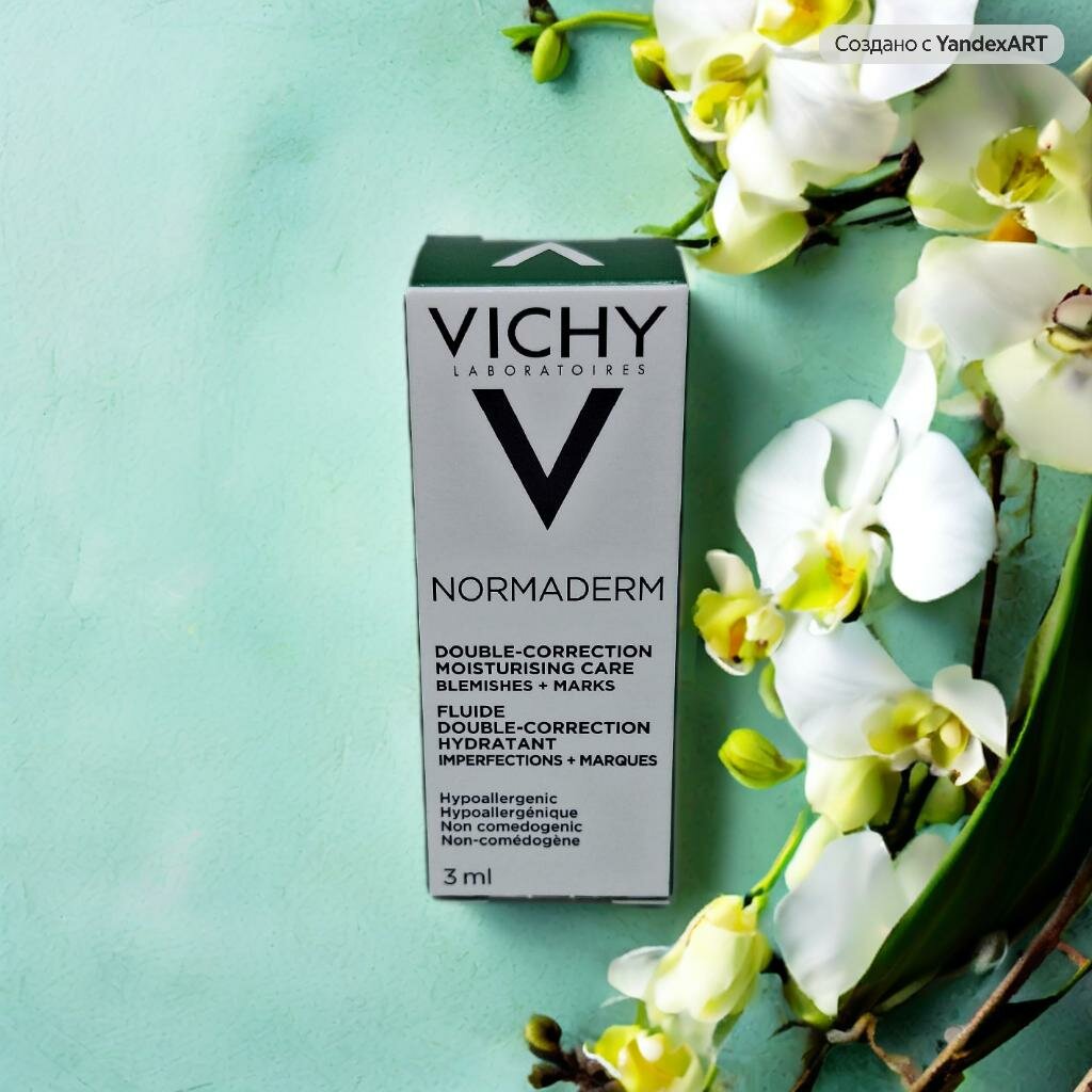 VICHY Normaderm Корректирующий крем-флюид для лица двойного действия против прыщей и акне с салициловой кислотой 45 мл (15 шт. по 3 мл)