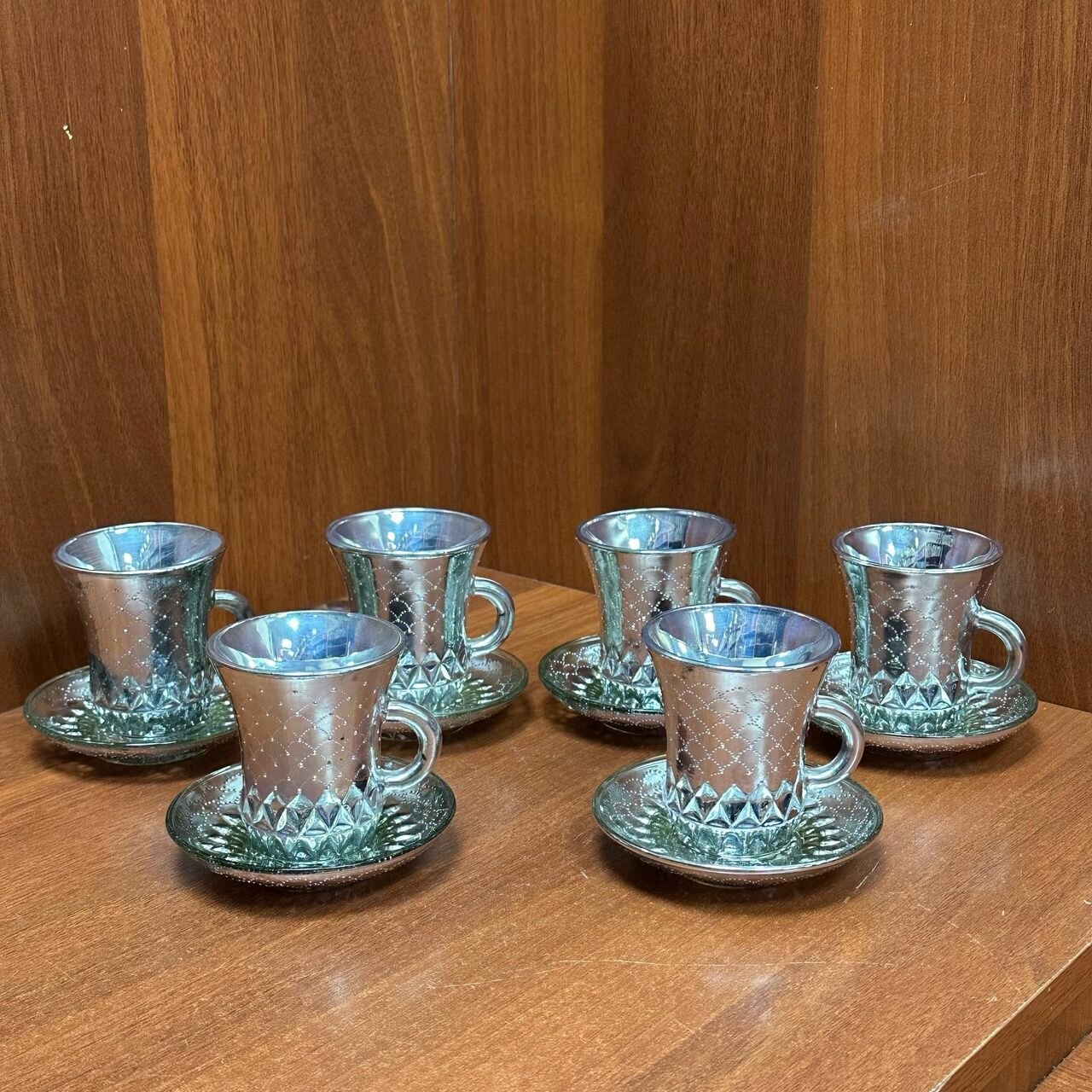 фото Кофейный Сервиз на 6 персон 12 предметов Уршельский Стекольный Завод СССР! Винтаж!