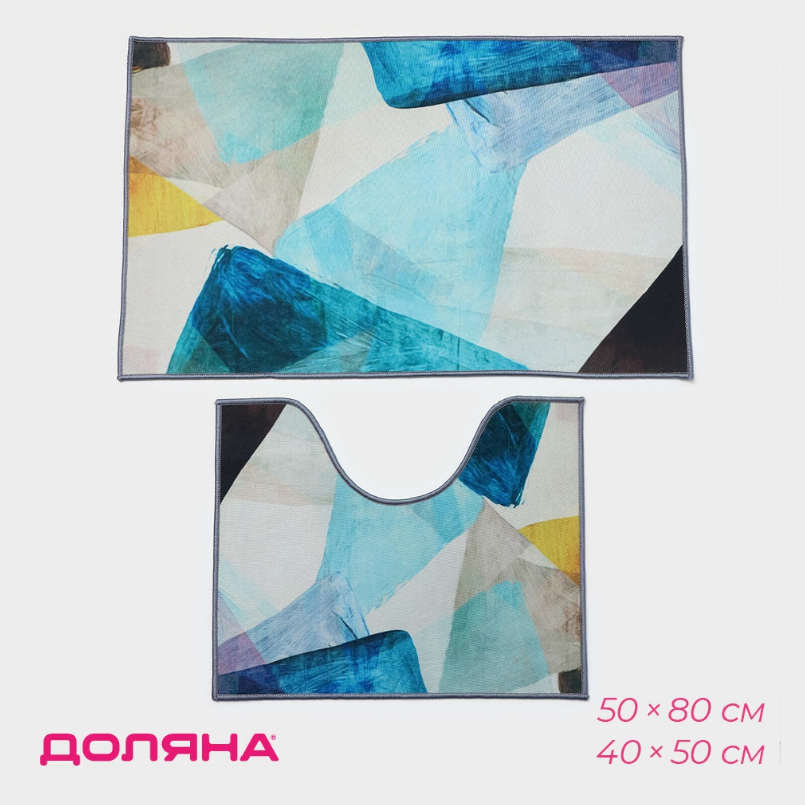 фото Набор ковриков для ванны и туалета "Эмоции", 2 шт: 50x80, 50x40 см