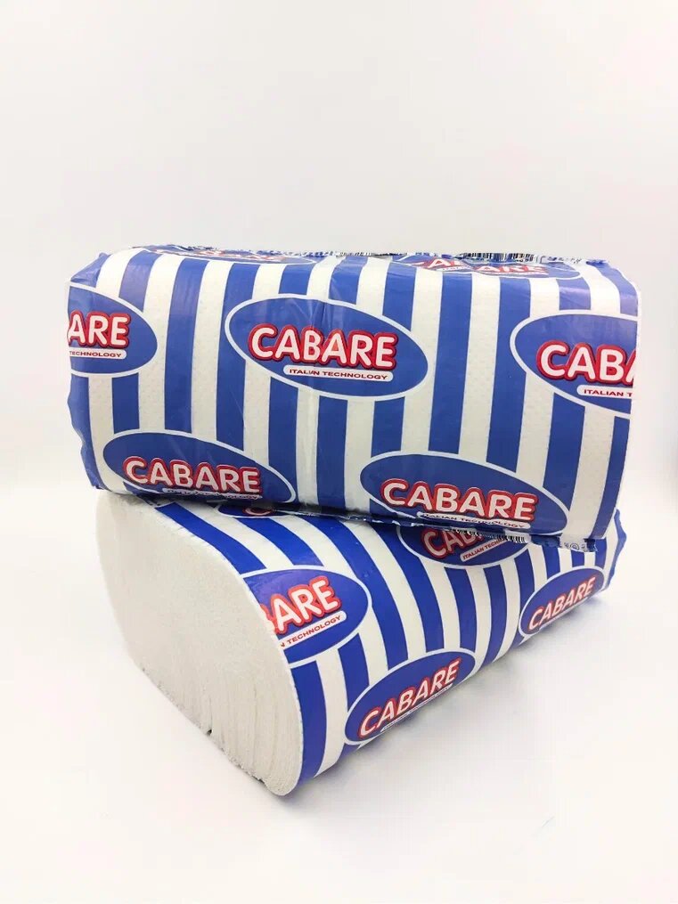Бумажные полотенца одноразовые для кухни Cabare двухслойные, V сложения, 2 упаковки по 200 листов — фото 1