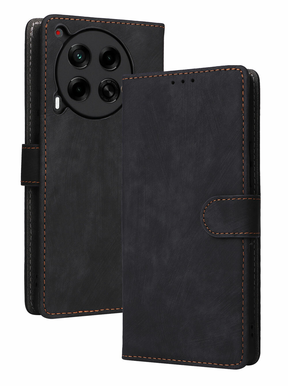 Чехол книжка для Tecno Camon 30 (4G)/ Camon 30 (5G) c магнитной застежкой / Текно Камон 30 4G, 5G c отделением под карты (черная)