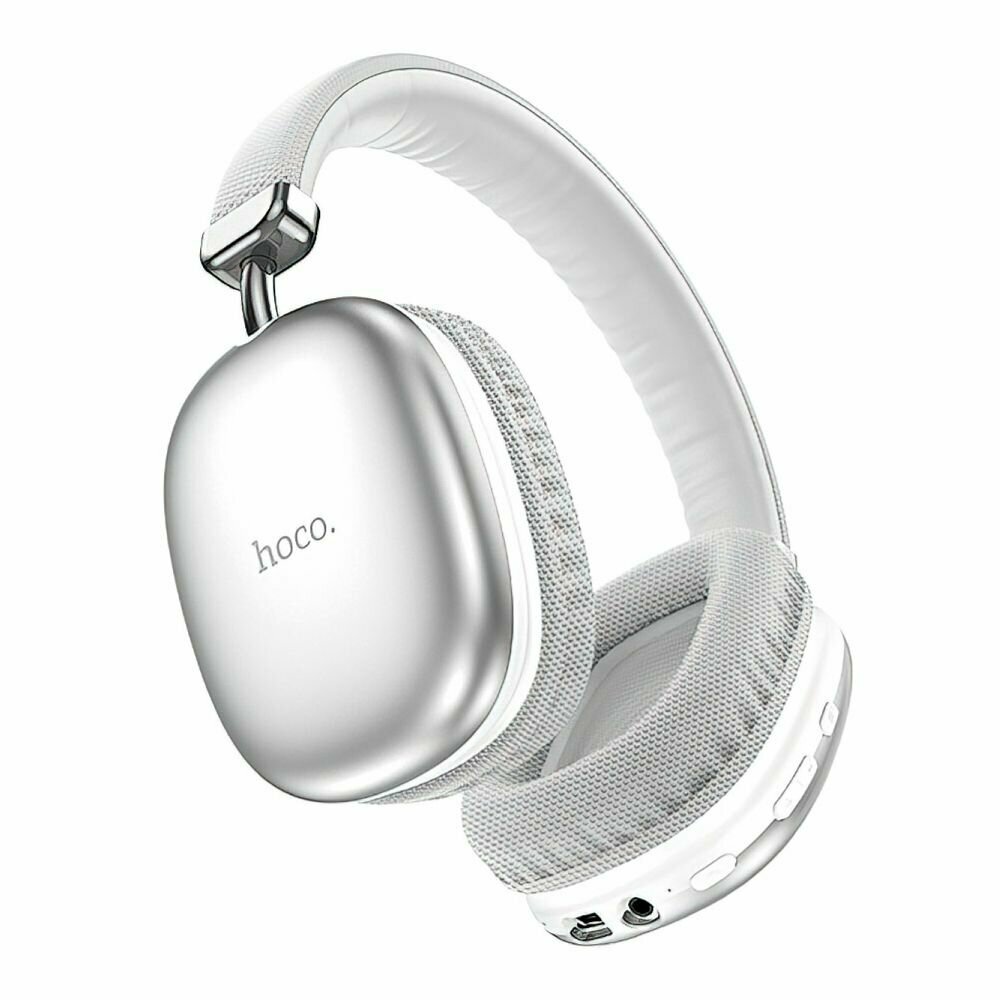 Bluetooth гарнитура HOCO W35 BT5.3, AUX/microSD/Type-C, накладная, громкость +/- (белый)