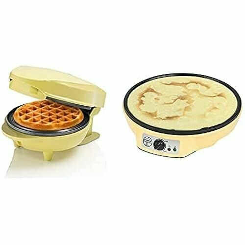Мини-вафельница и блинница Bestron в ретро-дизайне идеально подходит для детских дней рождения Пасхи Рождества 550 1000 Вт Цвет Желтый 1628300₽