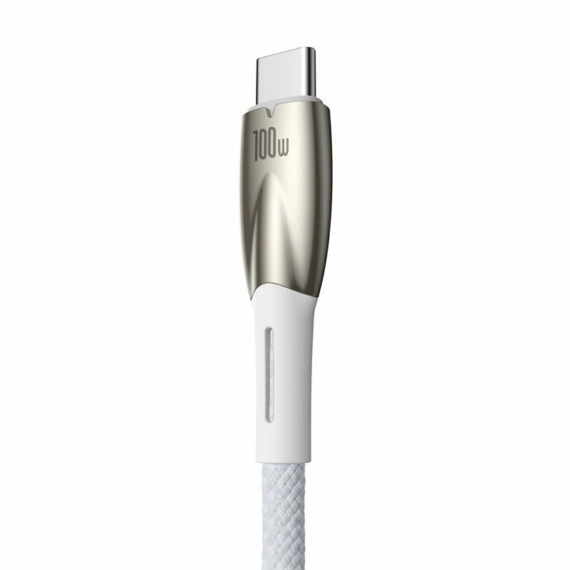 Кабель для быстрой зарядки Baseus Glimmer Series USB на Type-c 100 Вт 1 м Белый — фото 1