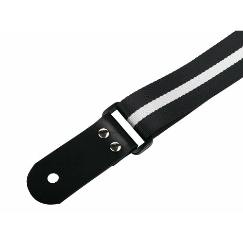 Ремень для гитары или укулеле, черный с белой полосой