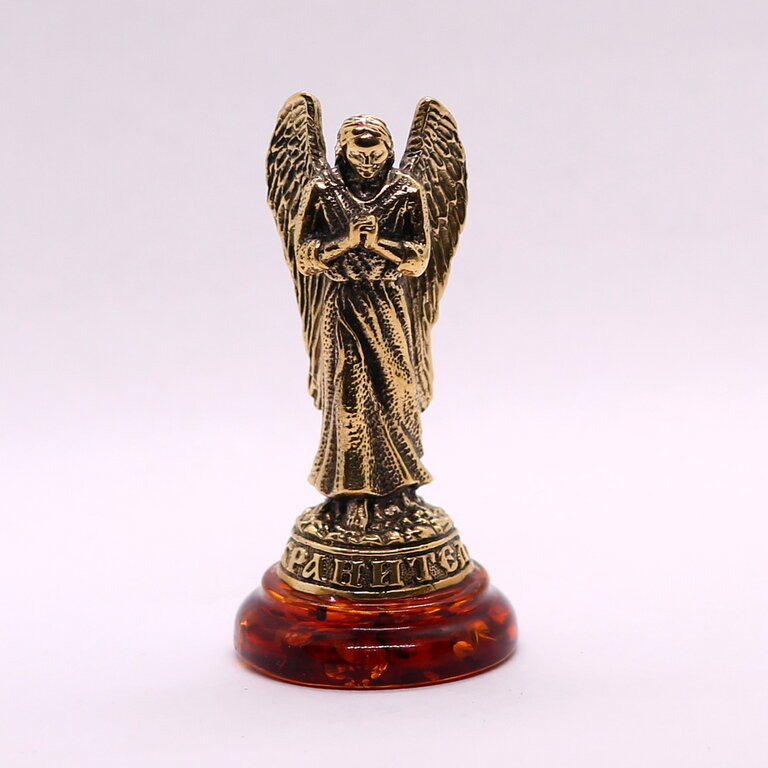 фото Статуэтка "Ангел Хранитель". Бронза. Белая подставка. 6.5 см.