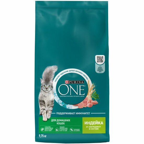 Корм сухой для домашних кошек Purina One с высоким содержанием индейки 9.75 кг — фото 1