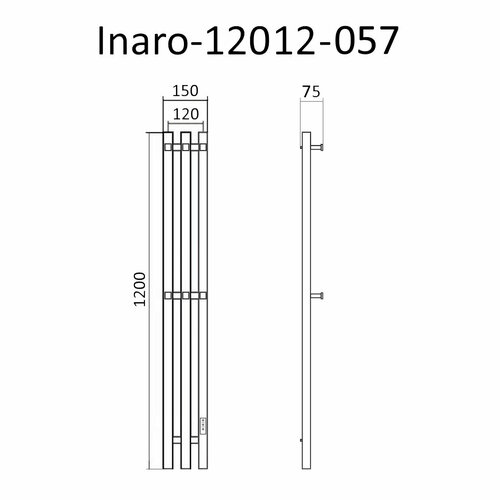 фото Полотенцесушитель электрический inaro 1200х120, скр. монтаж, снш, (6 крючков), маргроид