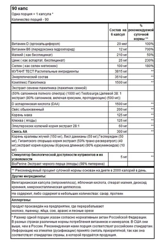 Картинки Тестостероновый бустер MUTANT TEST, 90 капсул