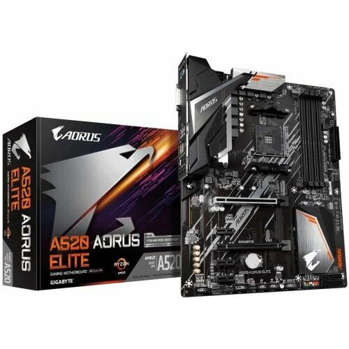 Материнская плата ATX GIGABYTE A520 AORUS ELITE AM4 AMD A520 4DDR44733 4SATA 6G RAID M2 5PCIE 71CH Glan 6USB 32 DVI-DHDMI RTL 12306₽