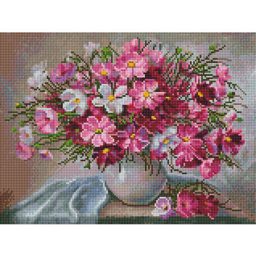 Алмазная мозаика на подрамнике Белосжнежка 30х40 см: Нежная космея