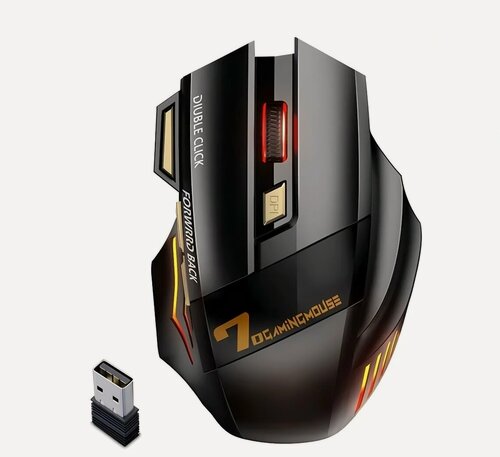 Изображение товара Игровая мышь, беспроводная, оптическая, 1600dpi, подсветка, 7 кнопок