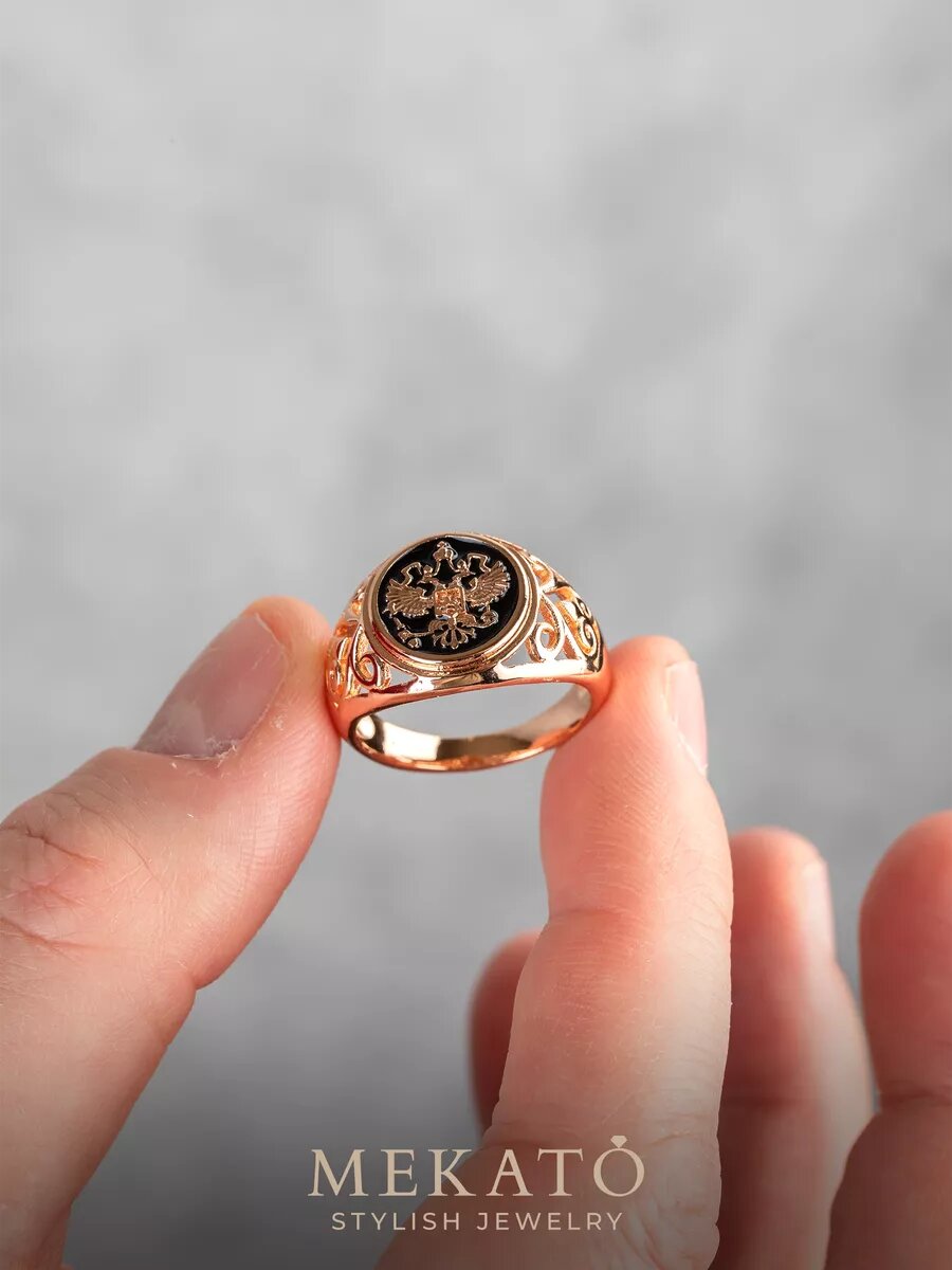 Печатка МЕКАТО, размер 20, золотой, черный — фото 1
